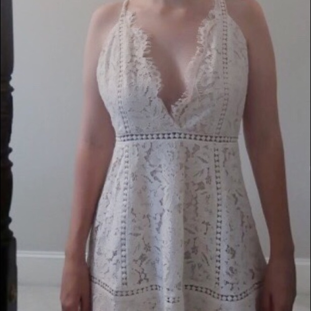 Tobi White Lace Skater Dress